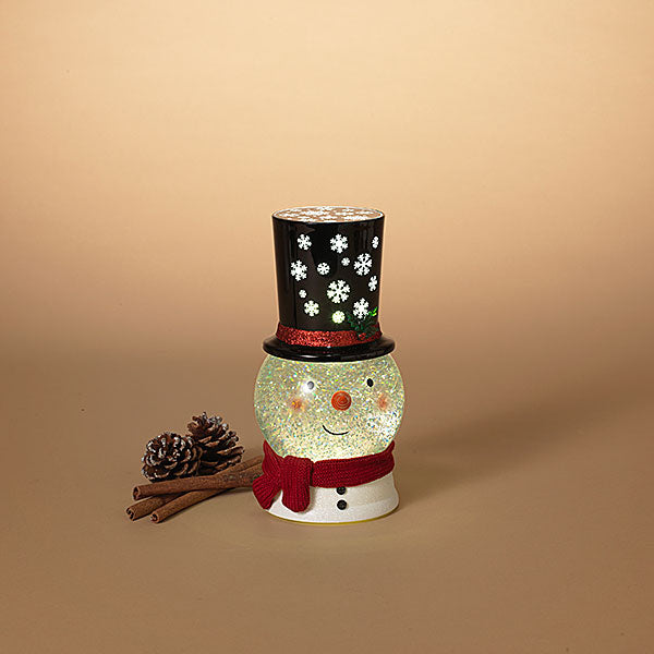 9" High LED Sparkle Snowman - Snowflake Pattern Illuminates the Ceiling