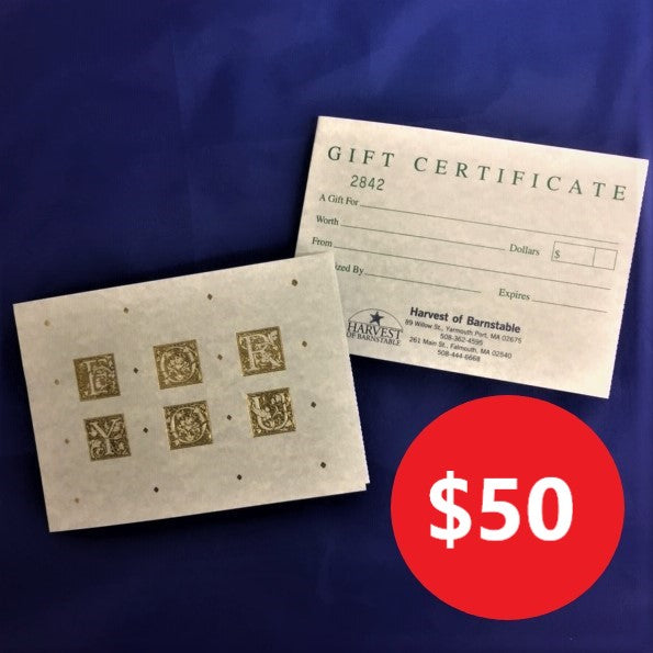 $50 Harvest of Barnstable Gift Certificate