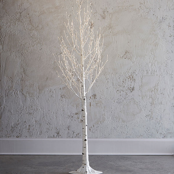 7' Lighted Birch Tree with 280-LED Warm Lights, Steady or Twinkle Functions