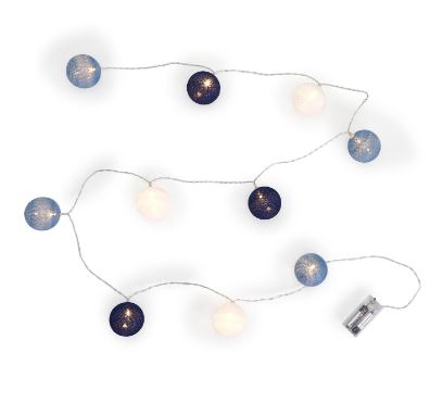 Blue, Navy & White Ball Light Strand, LED, 10 Yarn