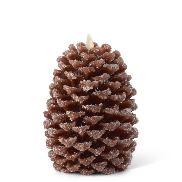 6.5" Luminara® Flameless Candle -Brown Pine Cone Shape - Icy Finish