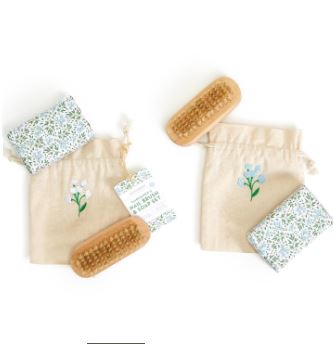 Gardener's Care Kit   Includes Nail Brush, Scented Soap, Embroidered Pouch