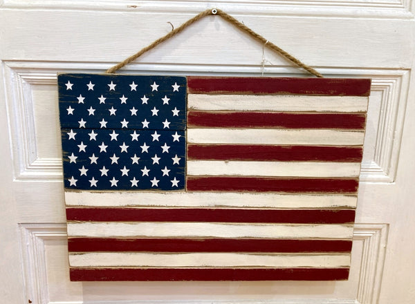 Wooden American Flag - 19.5"W x 14.0"H