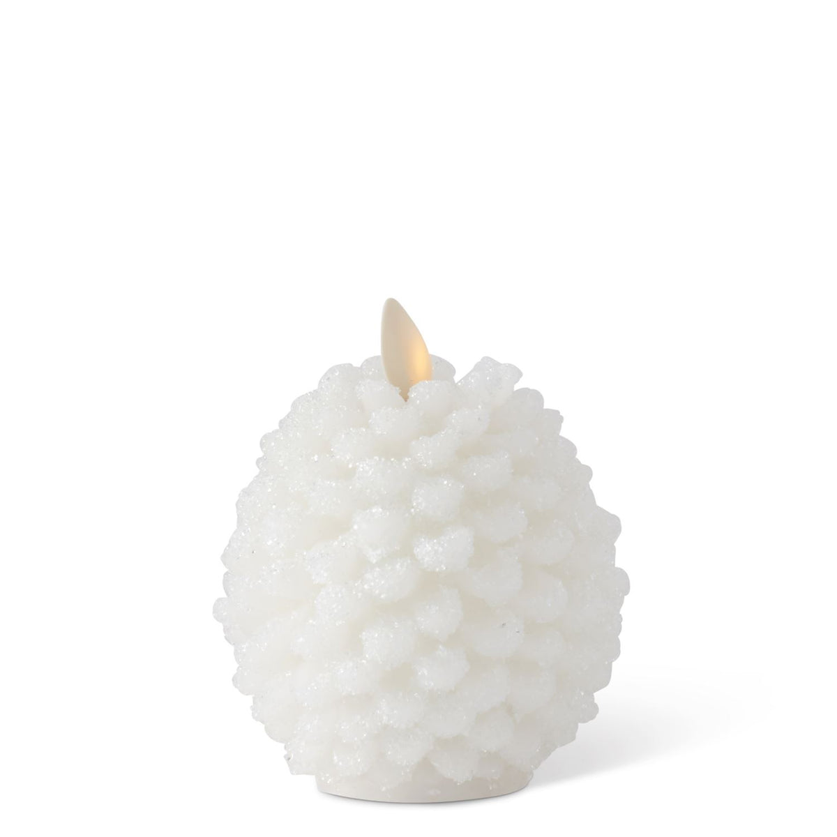 4.5" Luminara® Flameless Candle white Pine Cone Shape Icy Finish