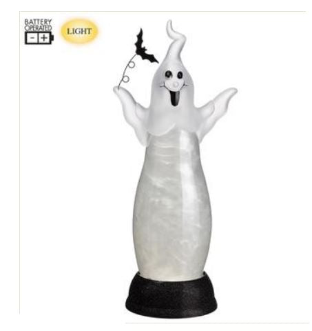 13"H x 4"W Lighted Battery Operated Ghost With Moving Smoke Affect Inside - Reserve your Quantity Now for 2022