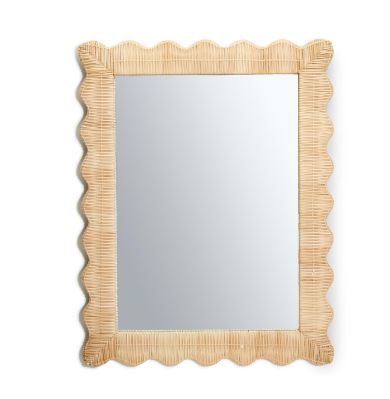 Wicker Weave Mirror with Scalloped Edges, Hand Made